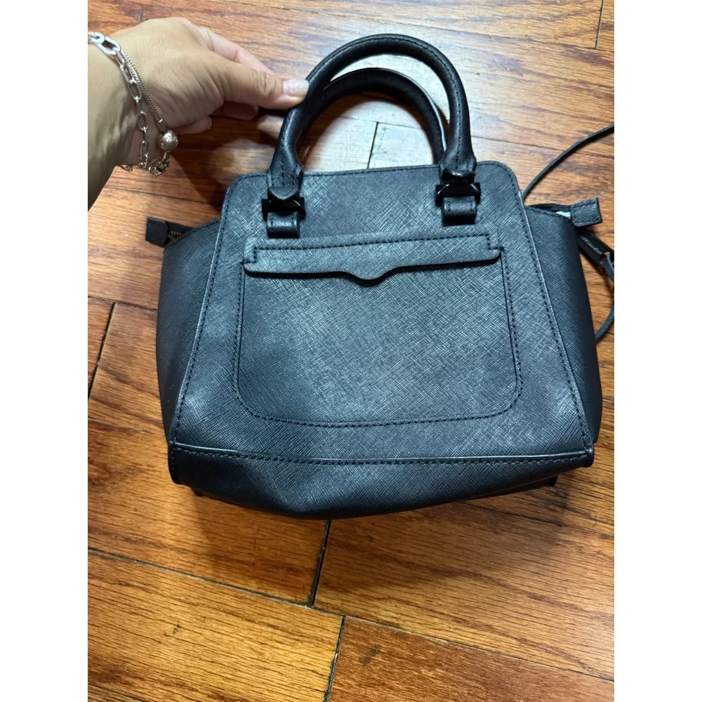 Rebecca Minkoff MAB Mini Tote Black Saffiano Leather Crossbody Handbag